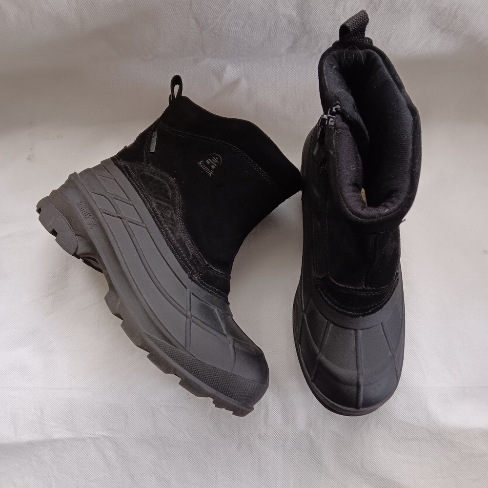 Kamik Champlain Mens 10 Boots Wide Waterproof Winter Black Suede HeatMX